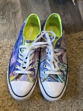 Converse Digital Florsl Print- Blue/purple/neon Yellow